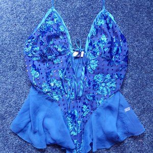 Victoria's Secret Vintage Gold Label Blue Teddy size Small
